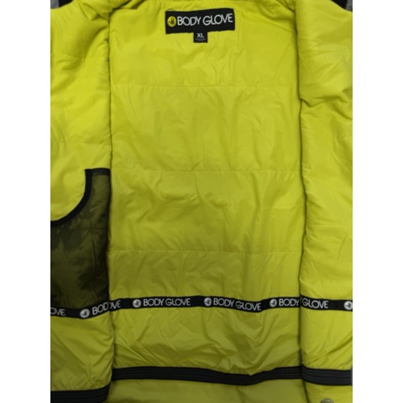 Body Glove Hooded Jacket Mens XL Gray Black Neon Yellow Full Zip - Picture 3 of 5